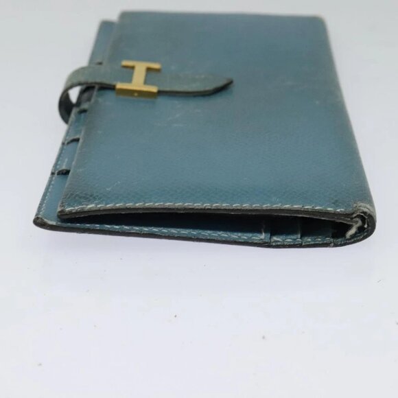 HERMES Bean Long Wallet Leather Blue - Picture 5 of 15